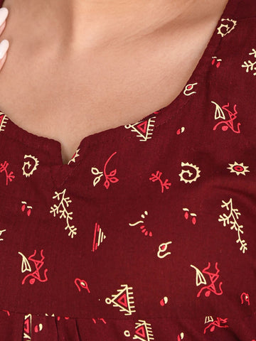 1650-Women's Pure Cotton Blended Printed Maxi Dress for Daily & Night Wear Floral Nighty