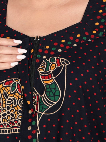 1450-Women's Pure Cotton Blended Printed Maxi Dress for Daily & Night Wear Floral Nighty