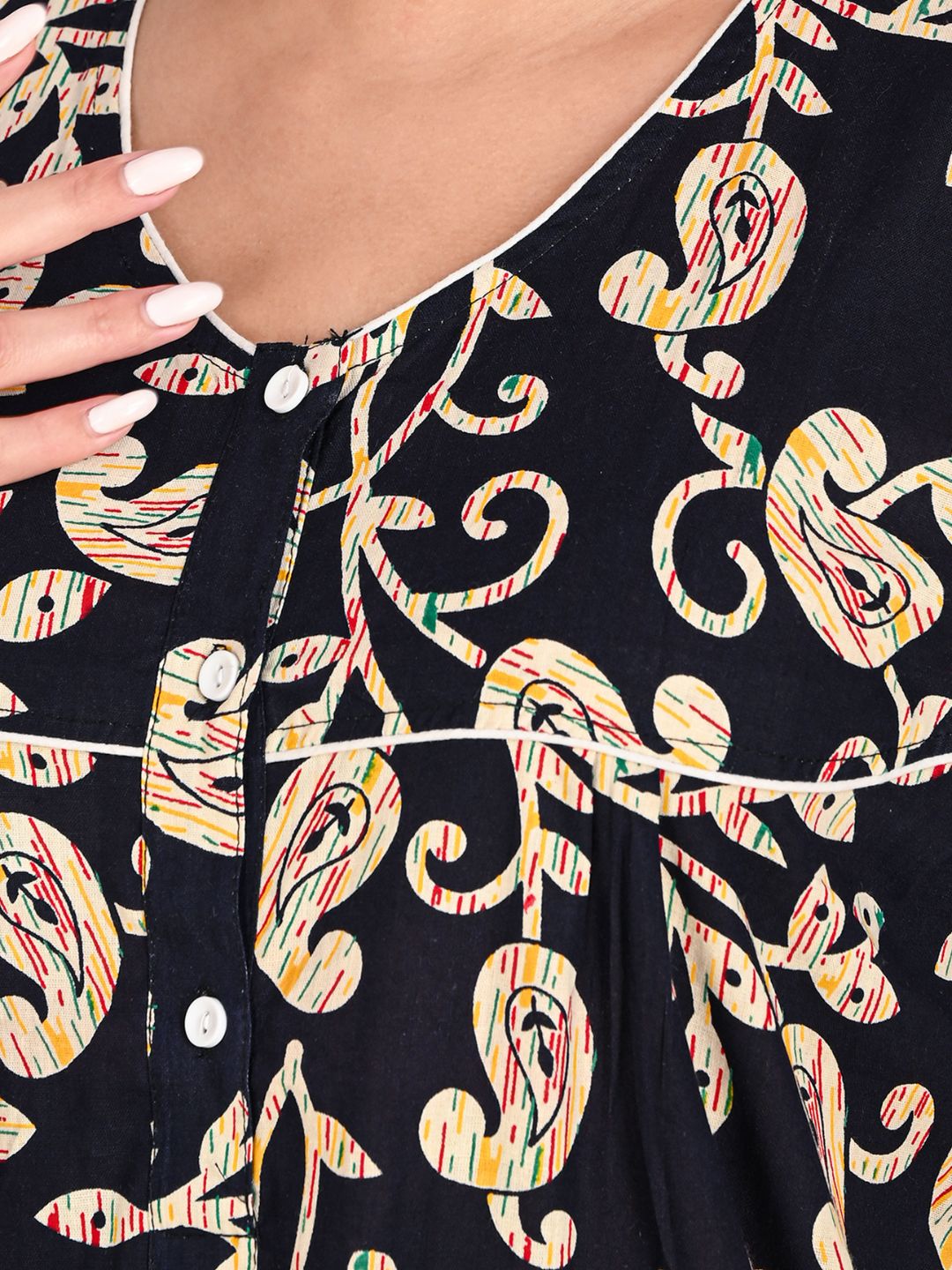 1950-Women's Pure Cotton Blended Printed Maxi Dress for Daily & Night Wear Floral Nighty