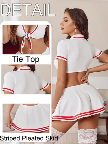 90 White-Midnight Medic Costume Lingerie Set