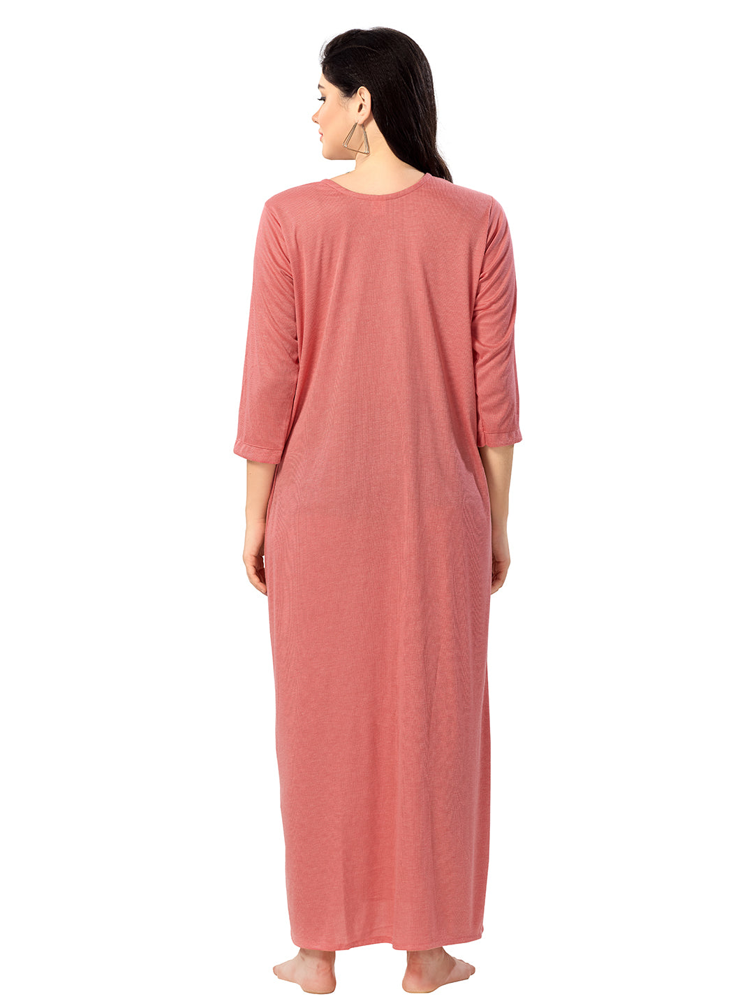 Women's Pure Hosiery Cotton Blended Solid Maxi Dress for Daily & Night Wear Floral Nighty