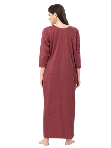 Women's Pure Hosiery Cotton Blended Solid Maxi Dress for Daily & Night Wear Floral Nighty