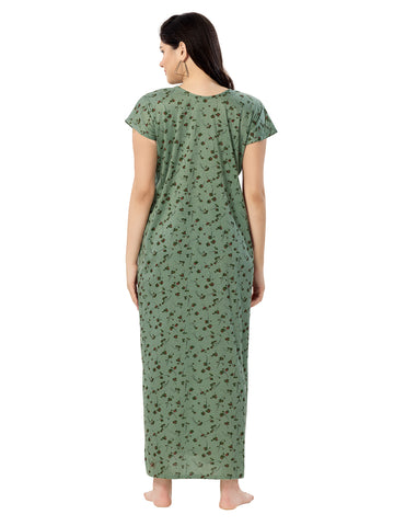 Women's Pure Cotton Blended Printed Maxi Dress for Daily & Night Wear Floral Nighty