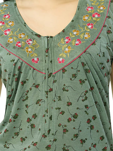 Women's Pure Cotton Blended Printed Maxi Dress for Daily & Night Wear Floral Nighty