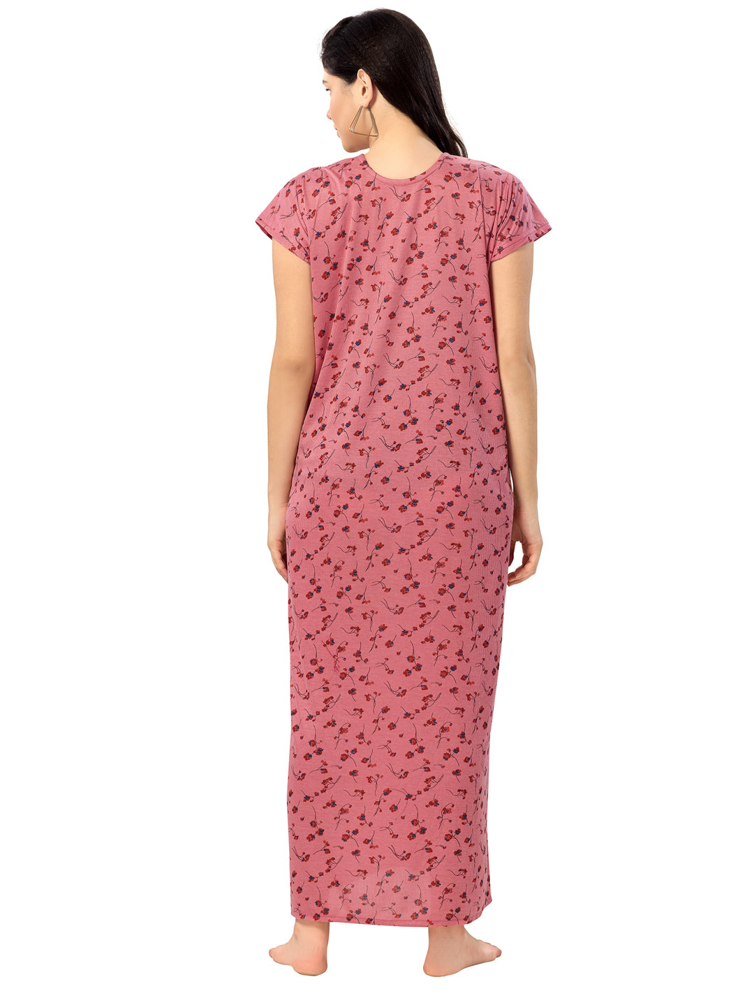Women's Pure Cotton Blended Printed Maxi Dress for Daily & Night Wear Floral Nighty