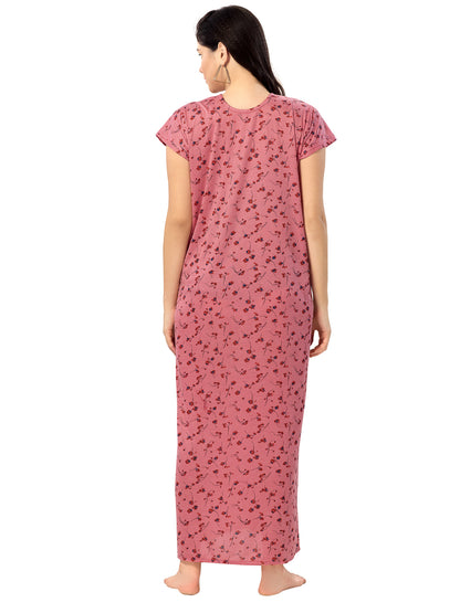 Women's Pure Cotton Blended Printed Maxi Dress for Daily & Night Wear Floral Nighty