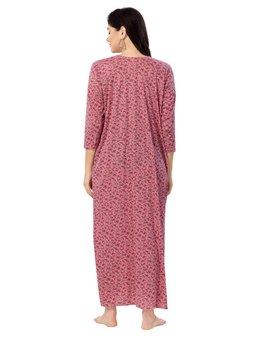 Women's Pure Cotton Blended Printed Maxi Dress for Daily & Night Wear Floral Nighty