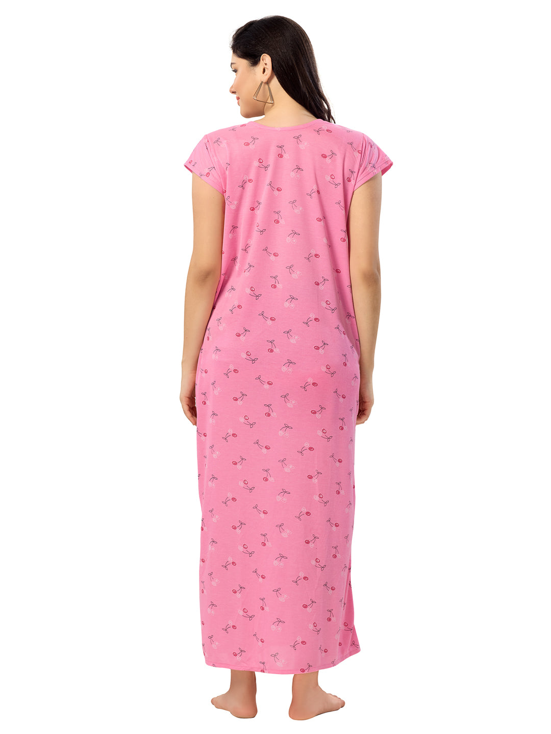 Women's Pure Cotton Blended Printed Maxi Dress for Daily & Night Wear Floral Nighty