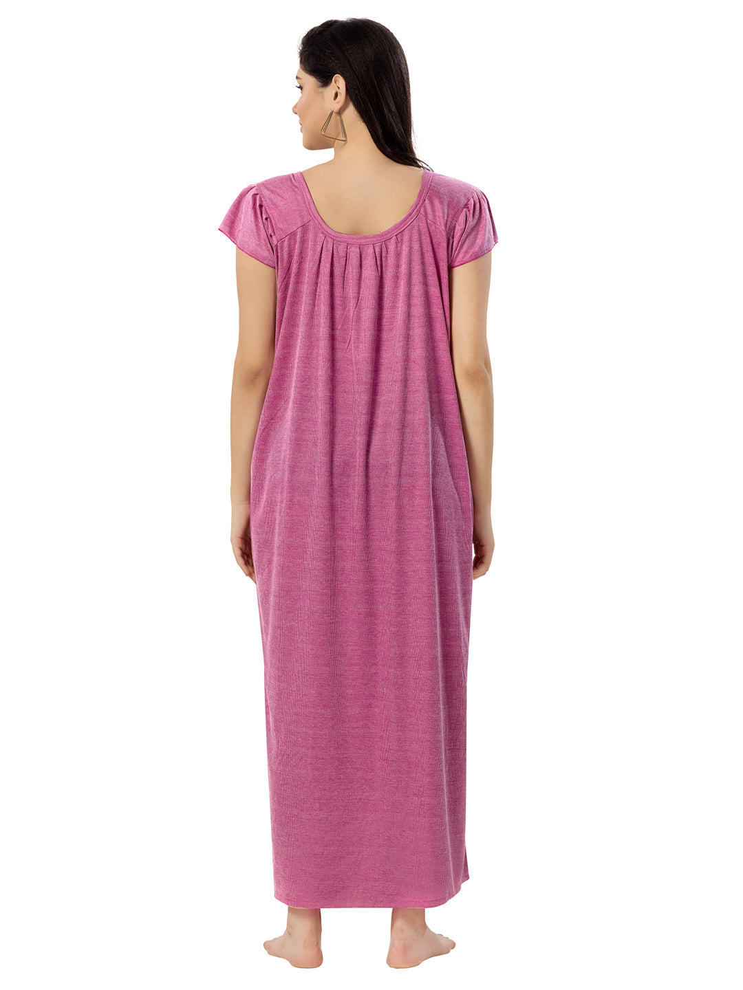 Women's Pure Hosiery Cotton Blended Solid Maxi Dress for Daily & Night Wear Floral Nighty