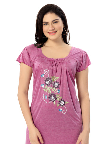 Women's Pure Hosiery Cotton Blended Solid Maxi Dress for Daily & Night Wear Floral Nighty