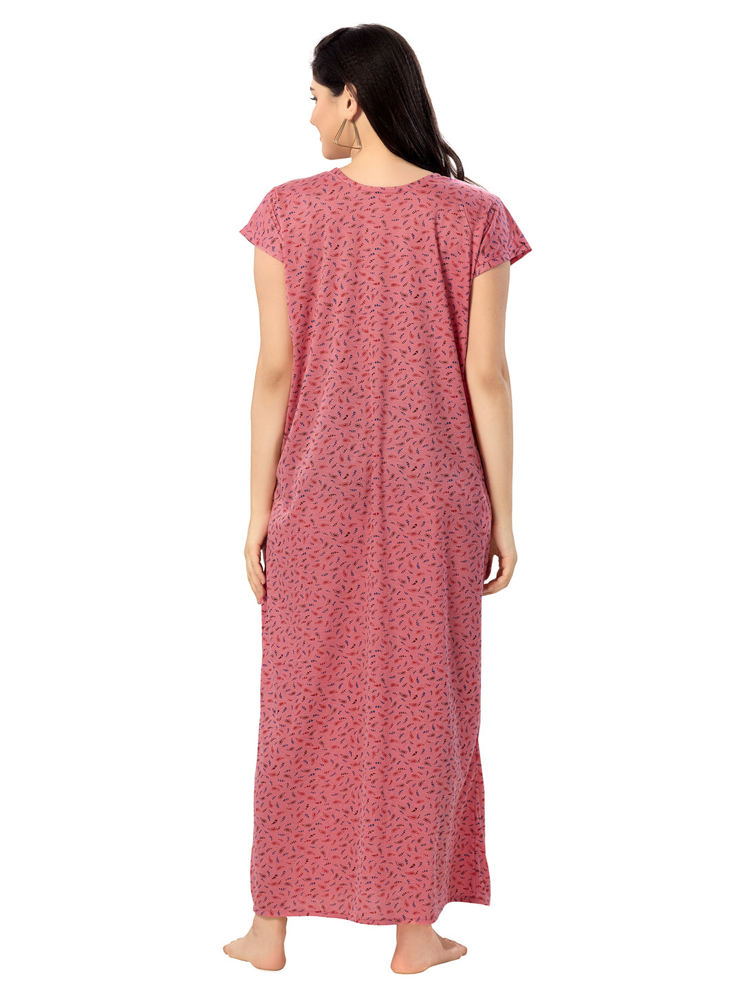 1277-Women's Pure Cotton Blended Printed Maxi Dress for Daily & Night Wear Floral Nighty