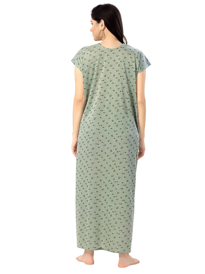 1340 Women's Pure Cotton Blended Printed Maxi Dress for Daily & Night Wear Floral Nighty