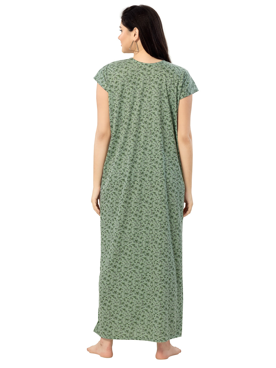 Women's Pure Cotton Hosiery Blended Printed Maxi Dress for Daily & Night Wear Floral Nighty