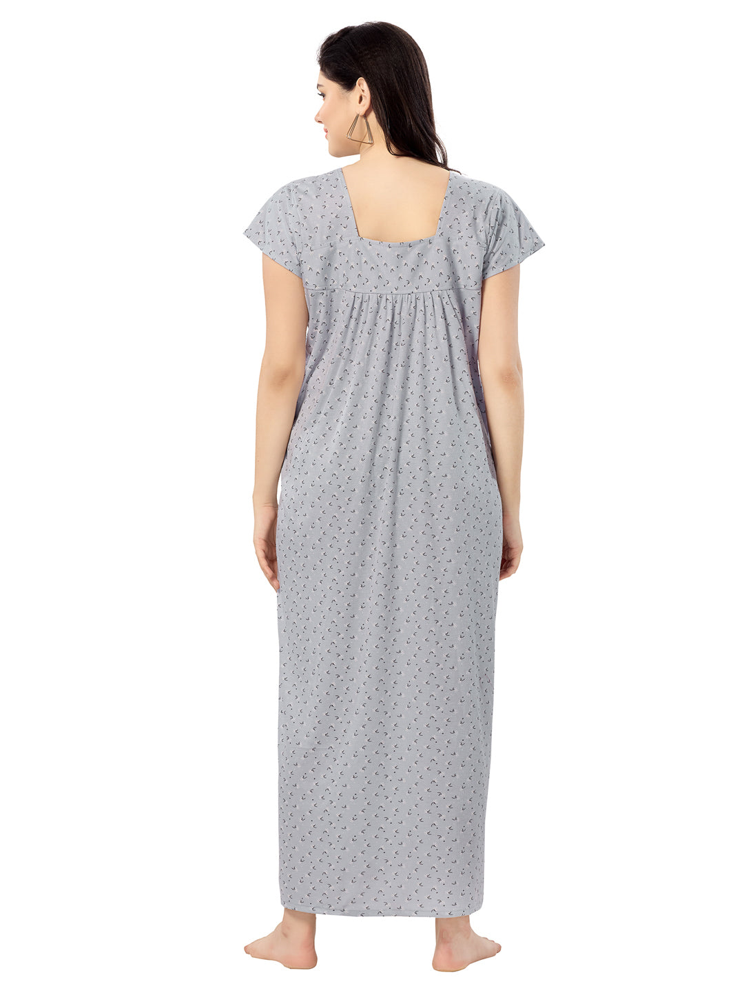 Women's Pure Cotton Blended Printed Maxi Dress for Daily & Night Wear Floral Nighty