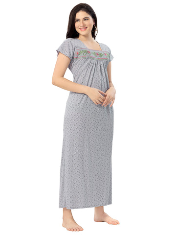 Women's Pure Cotton Blended Printed Maxi Dress for Daily & Night Wear Floral Nighty