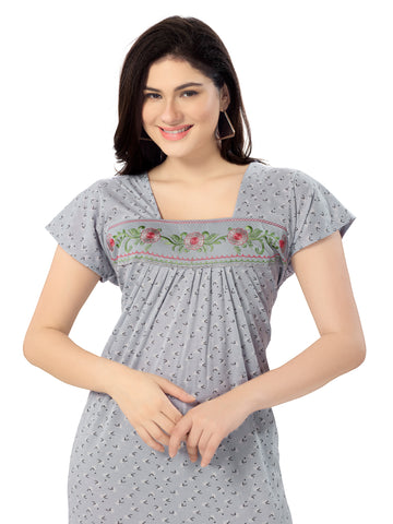 Women's Pure Cotton Blended Printed Maxi Dress for Daily & Night Wear Floral Nighty