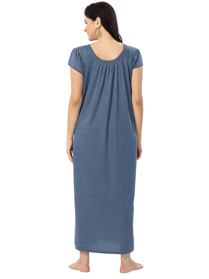 Women's Pure Hosiery Cotton Blended Solid Maxi Dress for Daily & Night Wear Floral Nighty