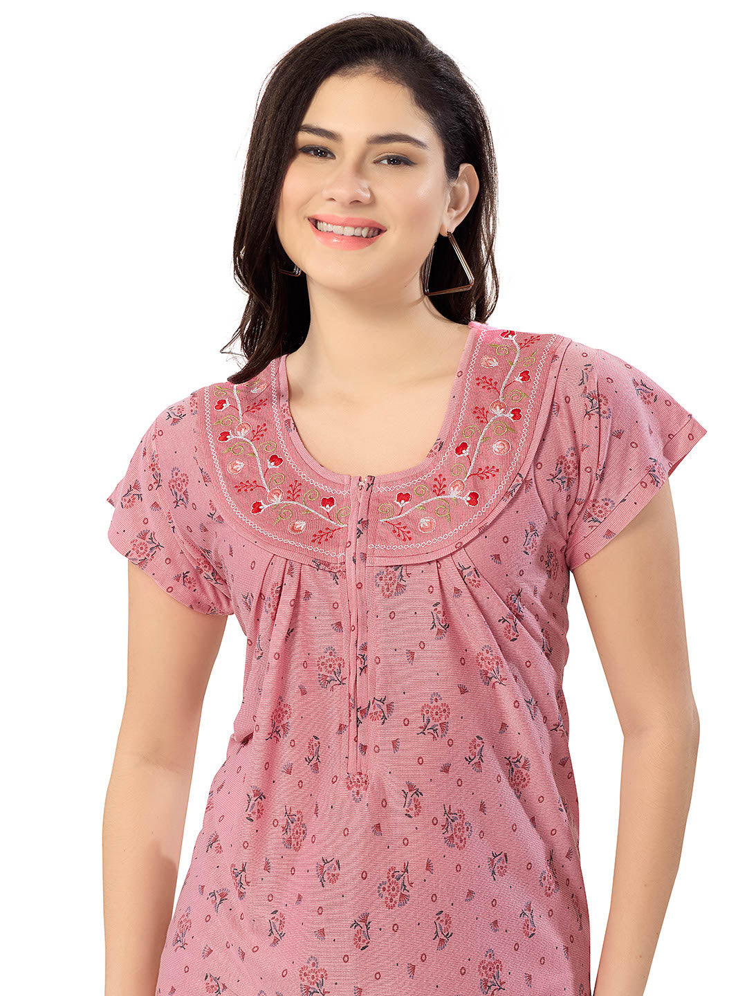Women's Pure Cotton Blended Printed Maxi Dress for Daily & Night Wear Floral Nighty