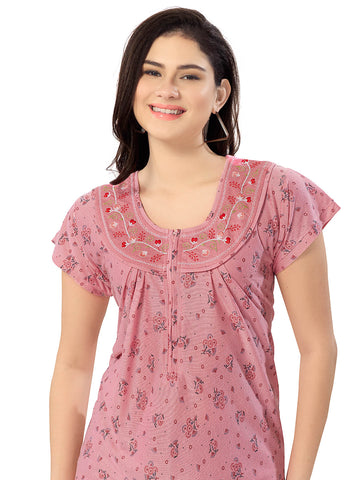 Women's Pure Cotton Blended Printed Maxi Dress for Daily & Night Wear Floral Nighty