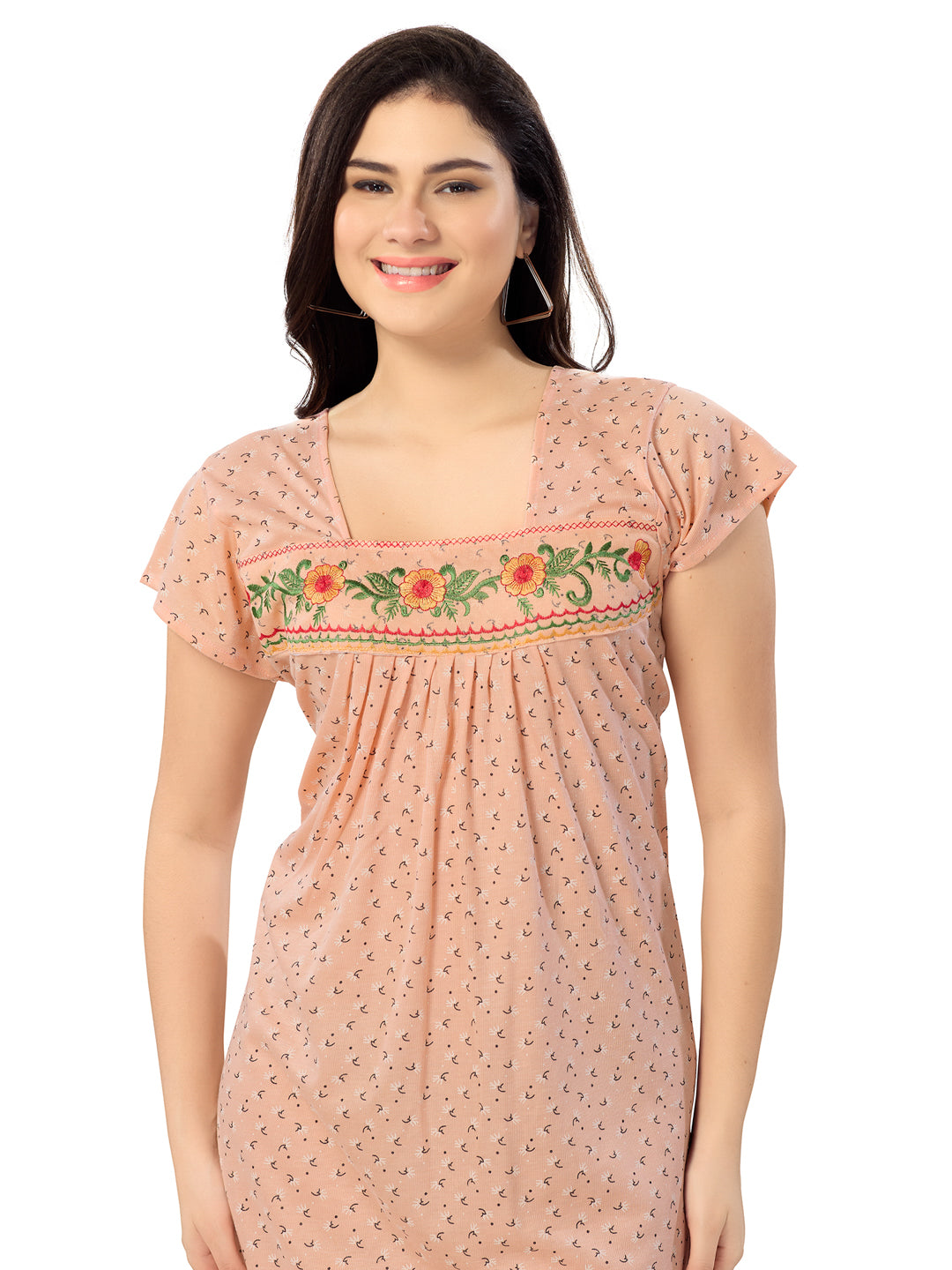 Women's Pure Cotton Blended Printed Maxi Dress for Daily & Night Wear Floral Nighty