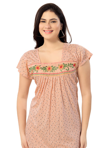 Women's Pure Cotton Blended Printed Maxi Dress for Daily & Night Wear Floral Nighty