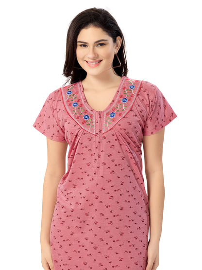 1340 Women's Pure Cotton Blended Printed Maxi Dress for Daily & Night Wear Floral Nighty