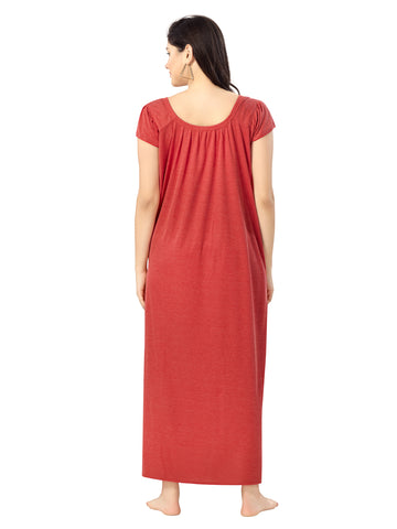 Women's Pure Hosiery Cotton Blended Solid Maxi Dress for Daily & Night Wear Floral Nighty