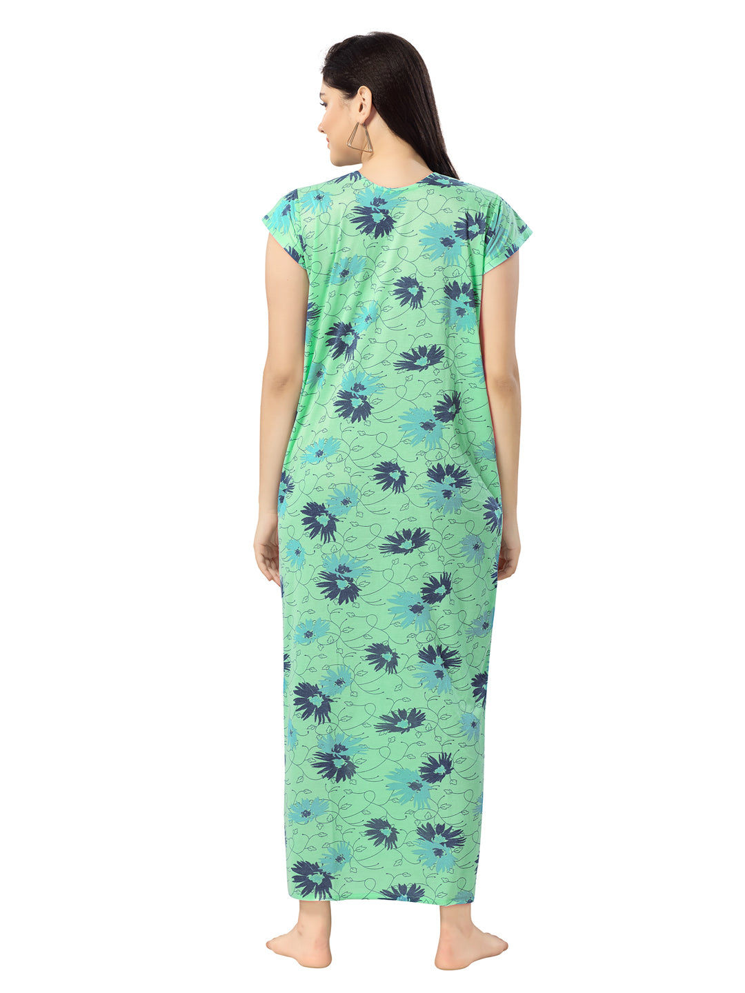 Women's Pure Cotton Blended Printed Maxi Dress for Daily & Night Wear Floral Nighty