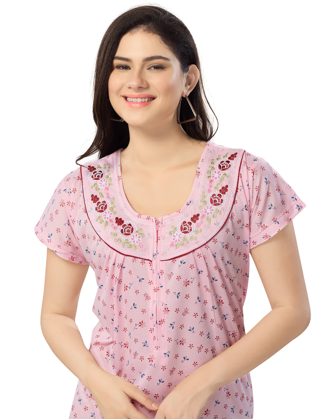 Women's Pure Cotton Blended Printed Maxi Dress for Daily & Night Wear Floral Nighty