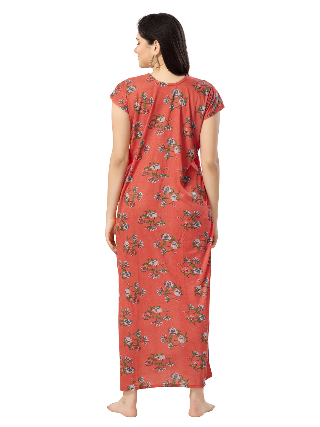 Women's Pure Cotton Blended Printed Maxi Dress for Daily & Night Wear Floral Nighty