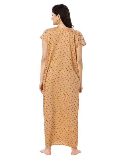 1340 Women's Pure Cotton Blended Printed Maxi Dress for Daily & Night Wear Floral Nighty