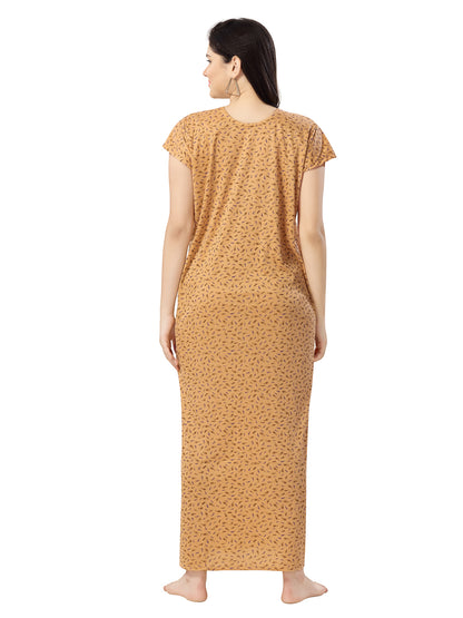 1277-Women's Pure Cotton Blended Printed Maxi Dress for Daily & Night Wear Floral Nighty