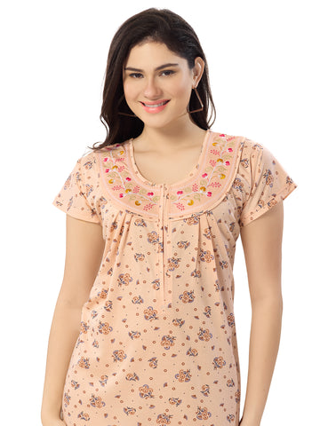 Women's Pure Cotton Blended Printed Maxi Dress for Daily & Night Wear Floral Nighty