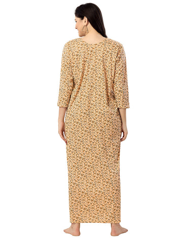 Women's Pure Cotton Blended Printed Maxi Dress for Daily & Night Wear Floral Nighty