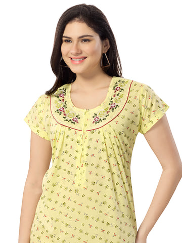 Women's Pure Cotton Blended Printed Maxi Dress for Daily & Night Wear Floral Nighty