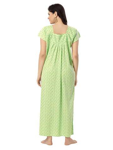 Women's Pure Cotton Blended Printed Maxi Dress for Daily & Night Wear Floral Nighty