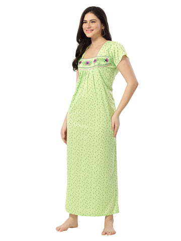Women's Pure Cotton Blended Printed Maxi Dress for Daily & Night Wear Floral Nighty