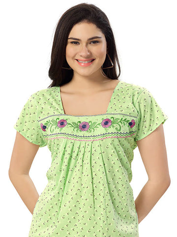 Women's Pure Cotton Blended Printed Maxi Dress for Daily & Night Wear Floral Nighty