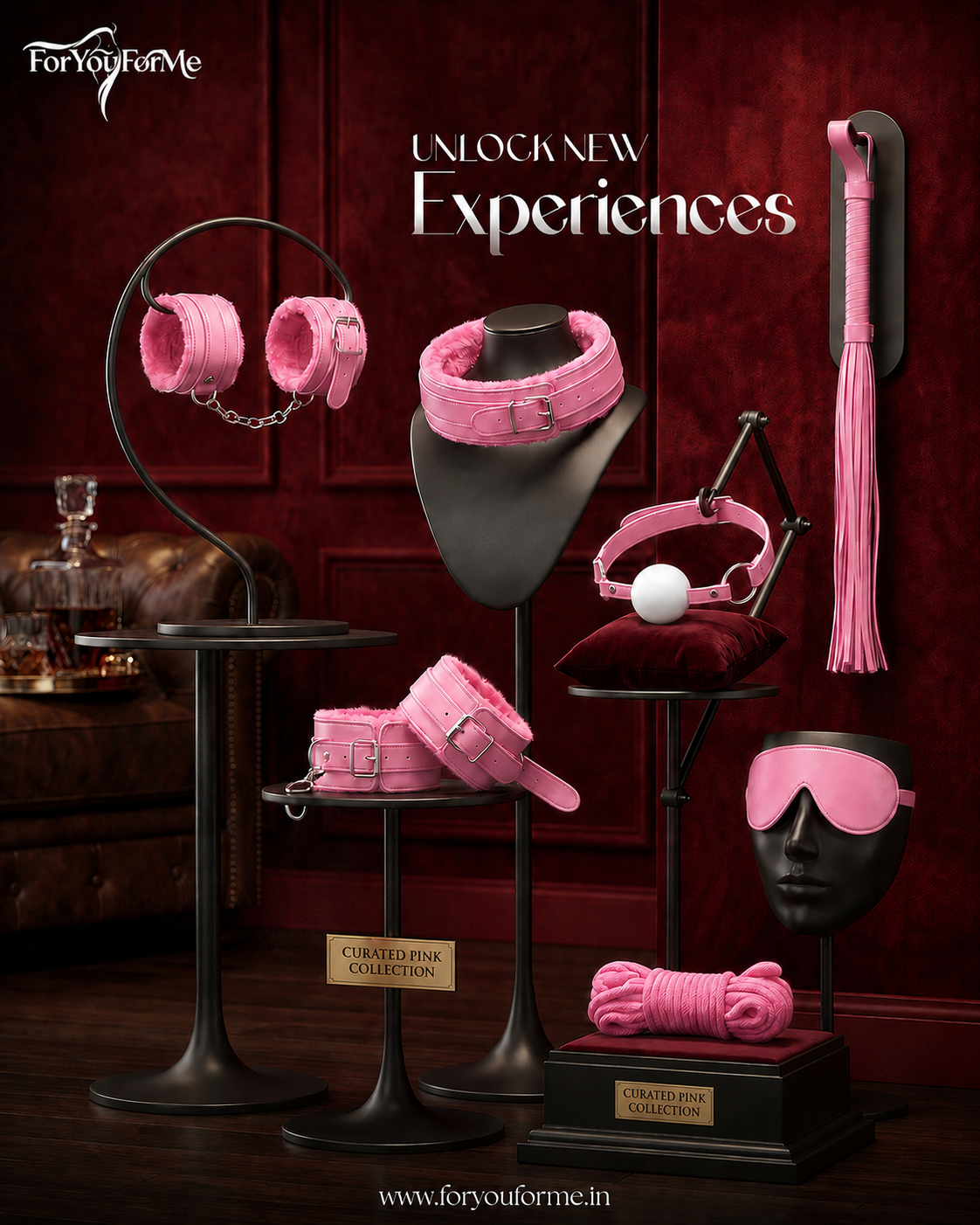 Womens Red BDSM Kit with Accessories