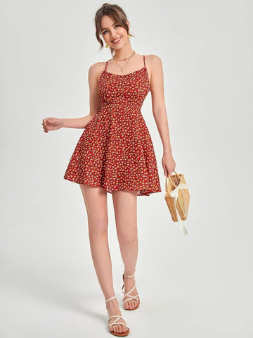 71-Women's Floral Fit & Flare Sundress